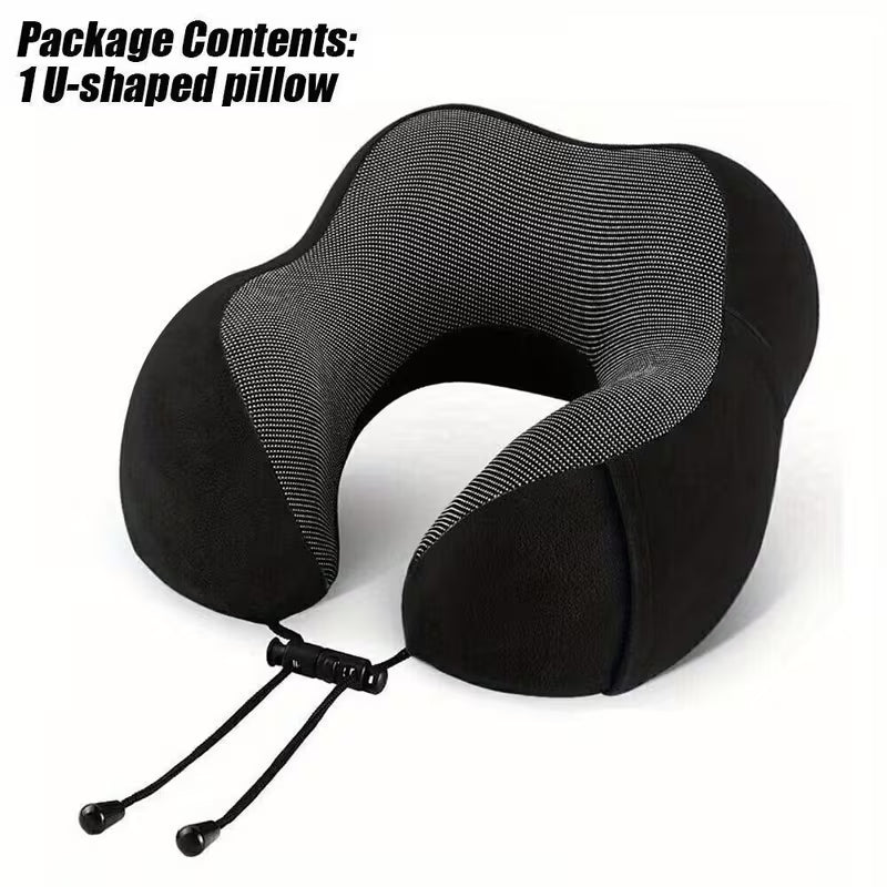 Memory Foam Travel Neck Pillow - Cervical Support Pillow for Airplane, Car & Sleeping