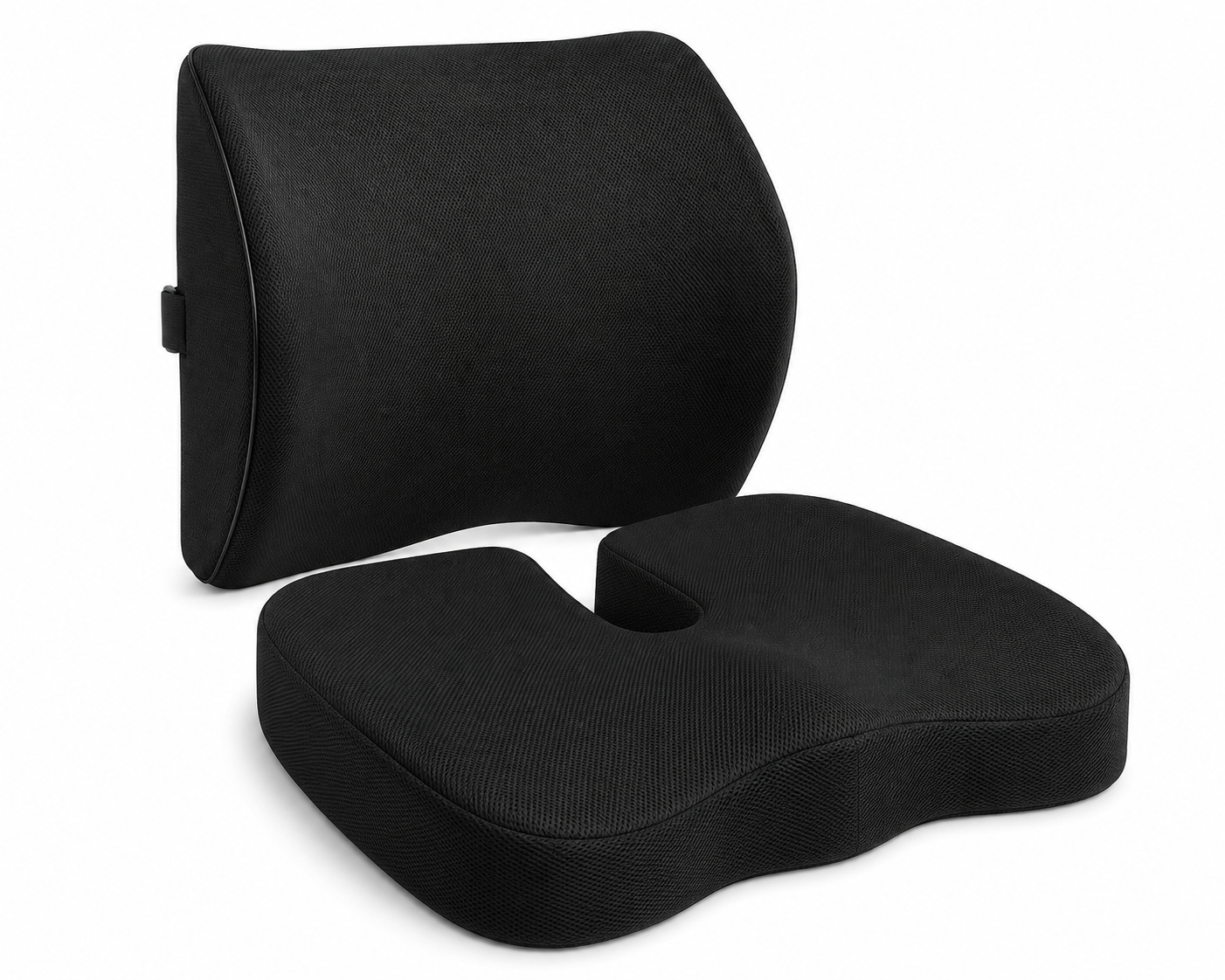 Coccyx Seat Cushion & Lumbar Support Set - Memory Foam Tailbone Pillow for Office Chair